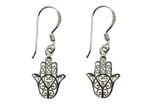 Small Hamsa Earrings in 925 Silver www.karmaripon.co.uk