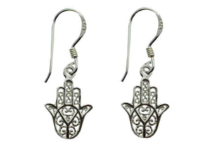Small Hamsa Earrings in 925 Silver www.karmaripon.co.uk