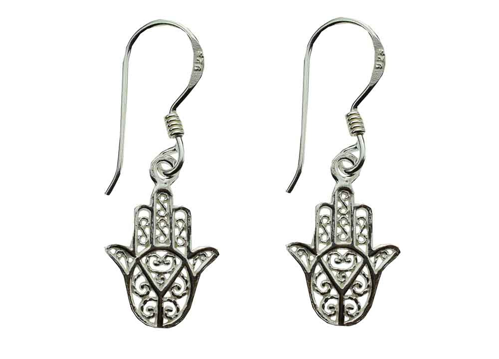 Small Hamsa Earrings in 925 Silver www.karmaripon.co.uk